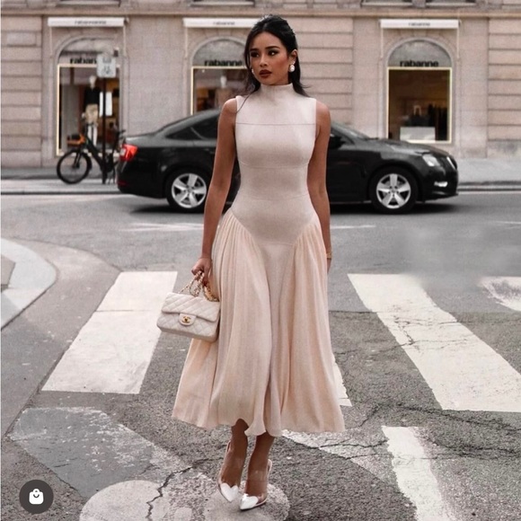 Sierra Darien NWOT sleeveless pleated midi / maxi dress - 2024 drop waist style - Picture 2 of 8